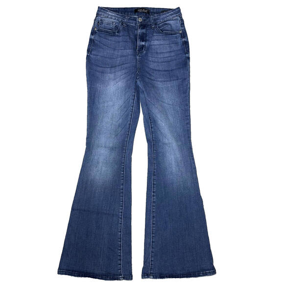 Judy Blue Denim - Judy Blue High Rise Flare Fit Jeans Womens 27 Medium Wash Y2K 90s Blue Denim